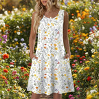 Luna | Short Women’s Summer Dress with Floral Pattern and Pockets