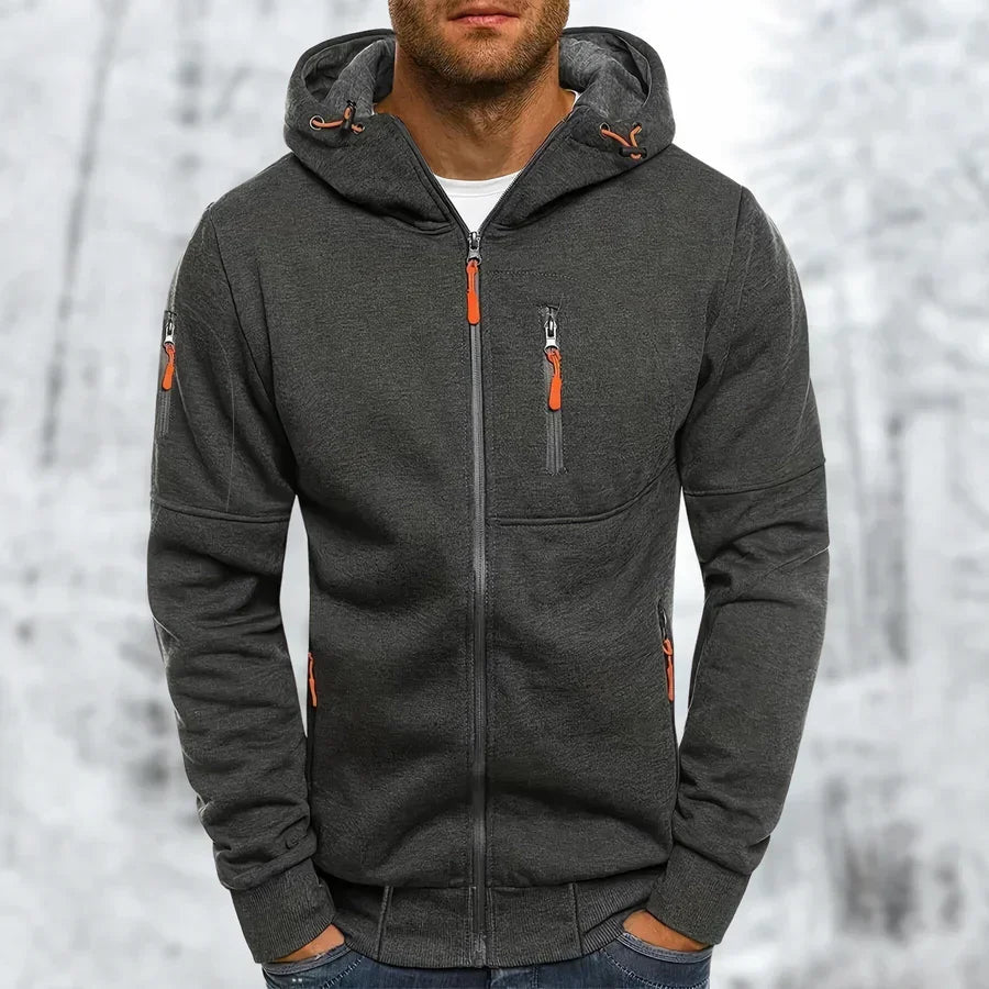 Hommes | Men's Jacket | Full Zip with Multiple Pockets Dark Gray