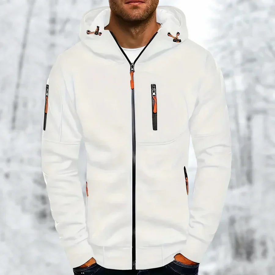 Hommes | Men's Jacket | Full Zip with Multiple Pockets White