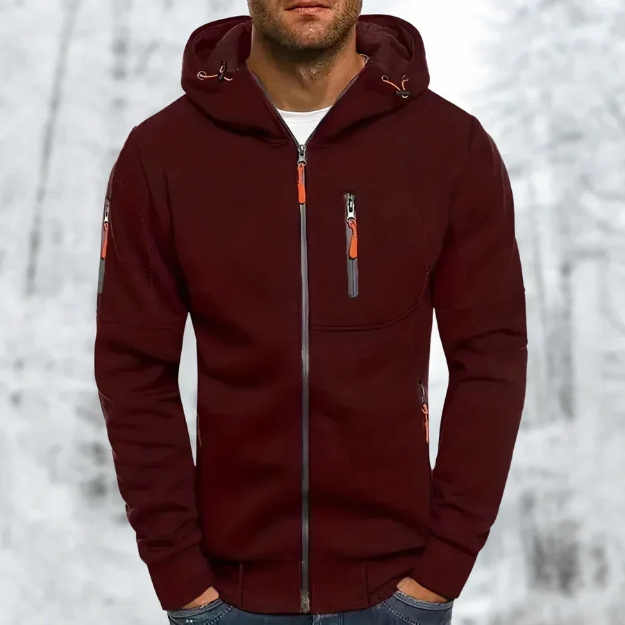 Hommes | Men's Jacket | Full Zip with Multiple Pockets Red