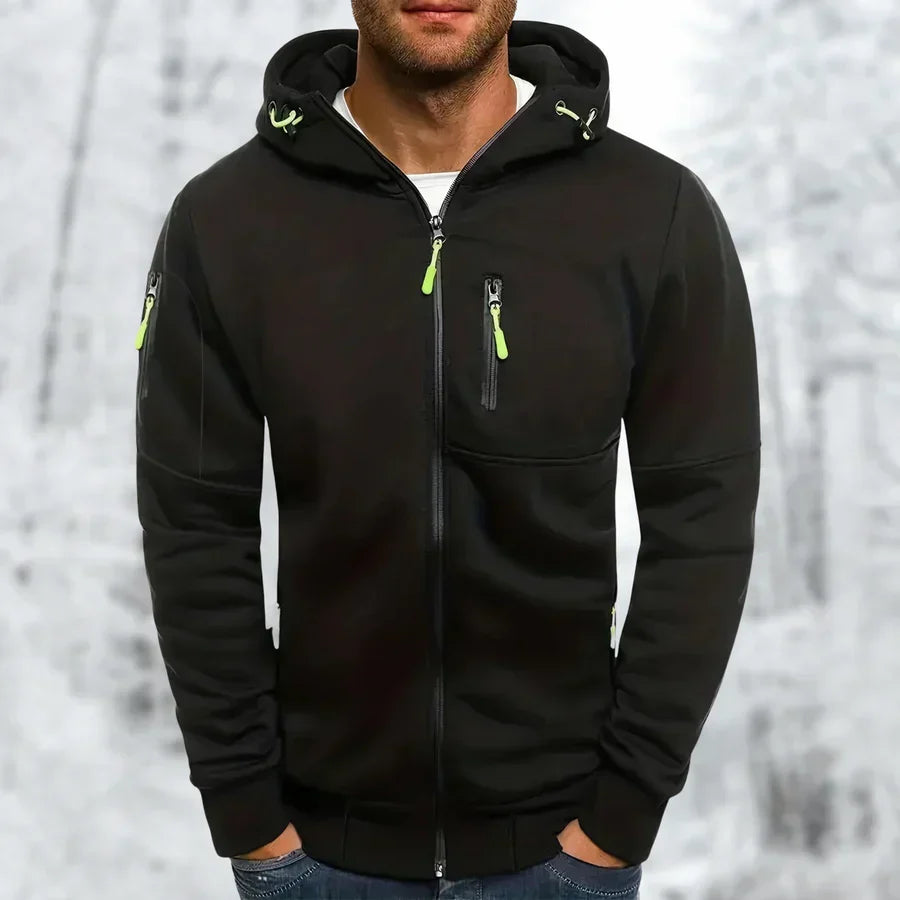 Hommes | Men's Jacket | Full Zip with Multiple Pockets Black