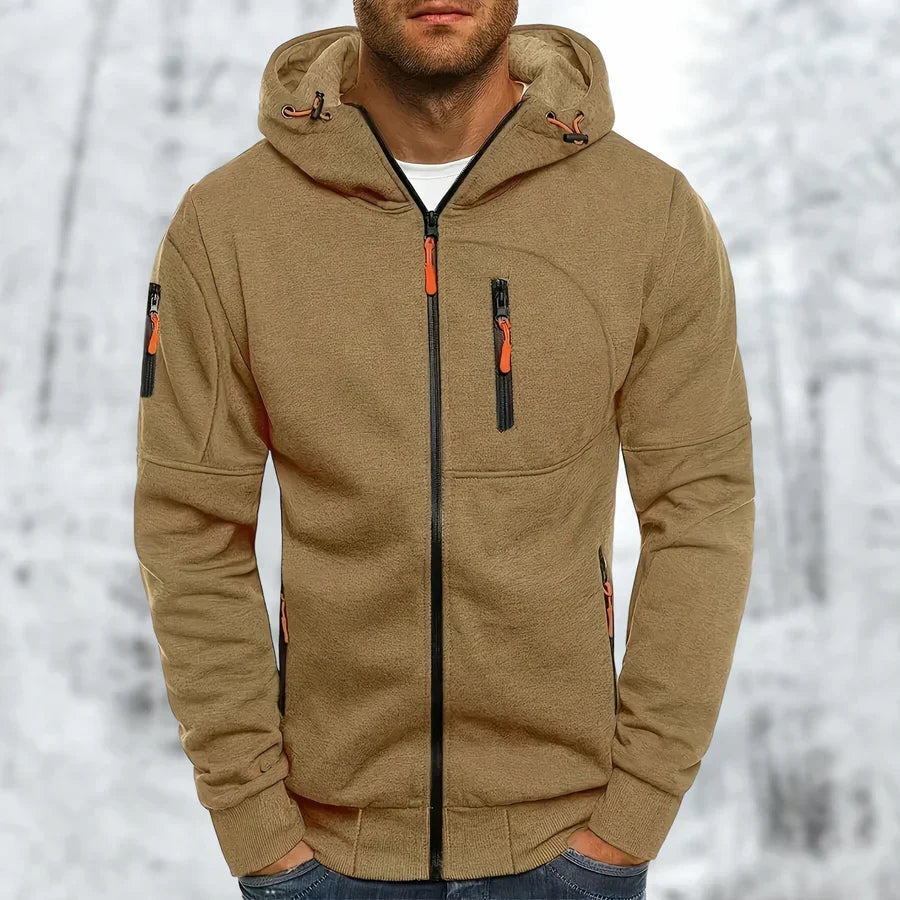 Hommes | Men's Jacket | Full Zip with Multiple Pockets Khaki