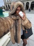 Parsha | Long Coat with Hood and Single-Button Closure for Women | Ideal for Autumn and Winter