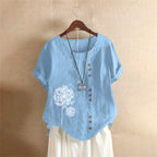 Veda | Women’s Casual Blouse – Chic Artisan Ease & Refined Slimming Silhouette light blue