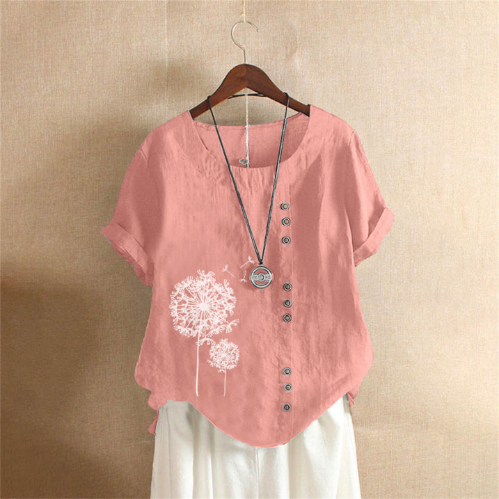 Veda | Women’s Casual Blouse – Chic Artisan Ease & Refined Slimming Silhouette pink