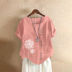 Veda | Women’s Casual Blouse – Chic Artisan Ease & Refined Slimming Silhouette pink