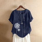 Veda | Women’s Casual Blouse – Chic Artisan Ease & Refined Slimming Silhouette blue
