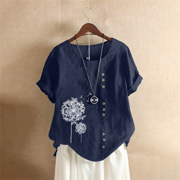 Veda | Women’s Casual Blouse – Chic Artisan Ease & Refined Slimming Silhouette blue