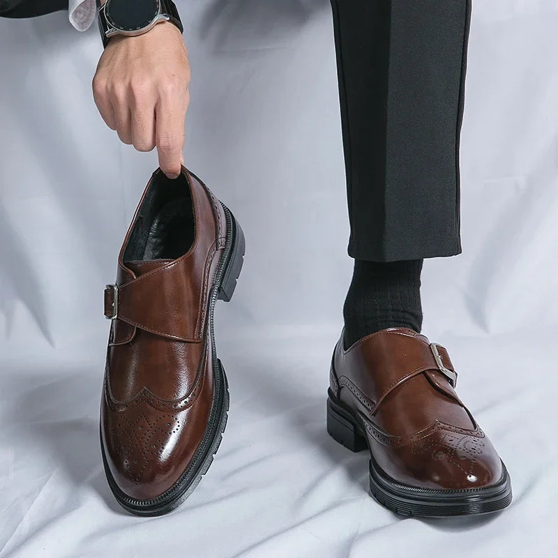 Sarto | Men's Buckle Dress Shoes – Luxury Tailored Monk Strap Shoe & Precision Comfort Brown