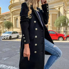 Long Coat with Button Closure for Women | Ideal for Winter and Mid-Season Black