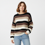 Flōre | Women's Striped Loose Fit Sweater - Oversized Knit Pullover & Slouchy Jumper