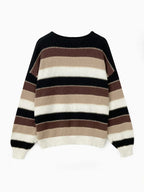 Flōre | Women's Striped Loose Fit Sweater - Oversized Knit Pullover & Slouchy Jumper