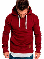 Ranches | Casual Hoodie for Men - With Kangaroo Pocket and White Drawstring Wine red