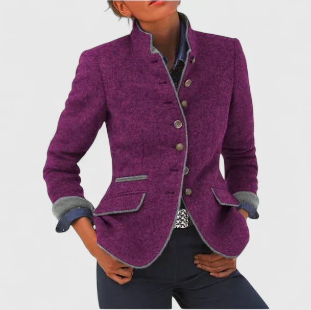 Umami | Women’s Formal Cardigan with Button Placket Purple