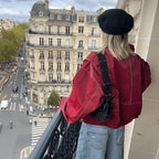Roque | Oversized Leather Jacket - Tough and Casual - Black - Ideal for Spring, Autumn and Winter Red