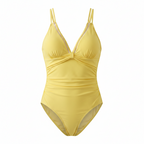 Sculpted One-Piece Swimsuit with Ruched Silhouette and Twisted Bust Detail