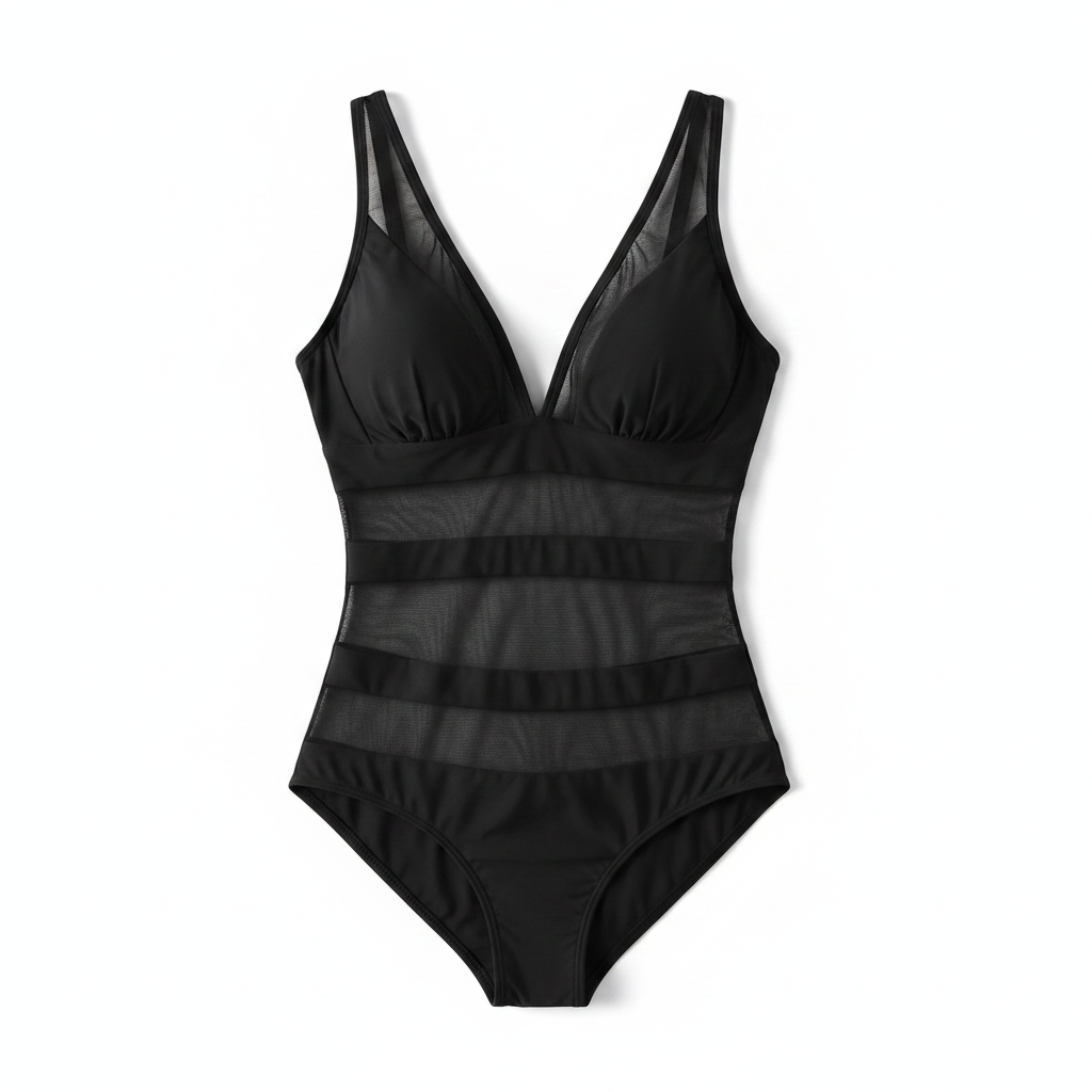 Sculpting Mesh Panel One-Piece Swimsuit for Elevated Summer Style