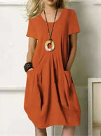 Chāme | Sculpting Stylish Knee-Length Dress – Chic Artisan Grace & Refined Slimming Silhouette Orange