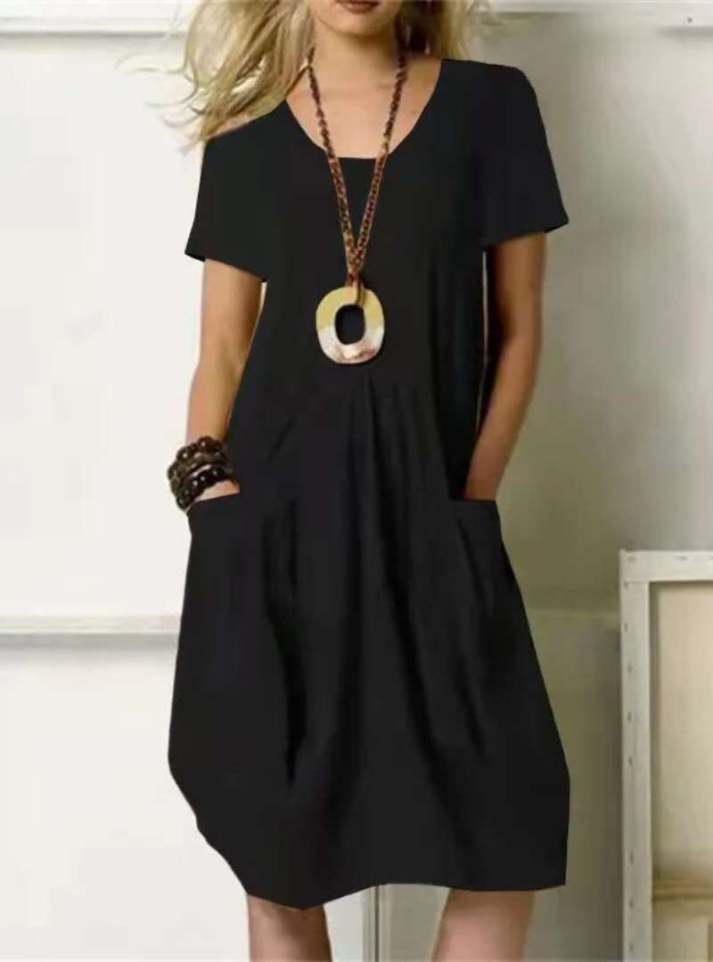 Chāme | Sculpting Stylish Knee-Length Dress – Chic Artisan Grace & Refined Slimming Silhouette Black