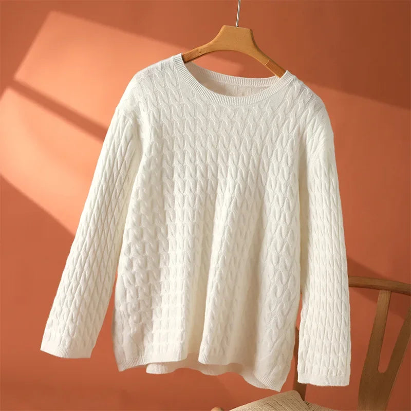 Sephira | Women's Textured Long Sleeve Sweater - Soft Cable Knit Pullover & Ribbed Jumper