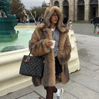 Parsha | Long Coat with Hood and Single-Button Closure for Women | Ideal for Autumn and Winter