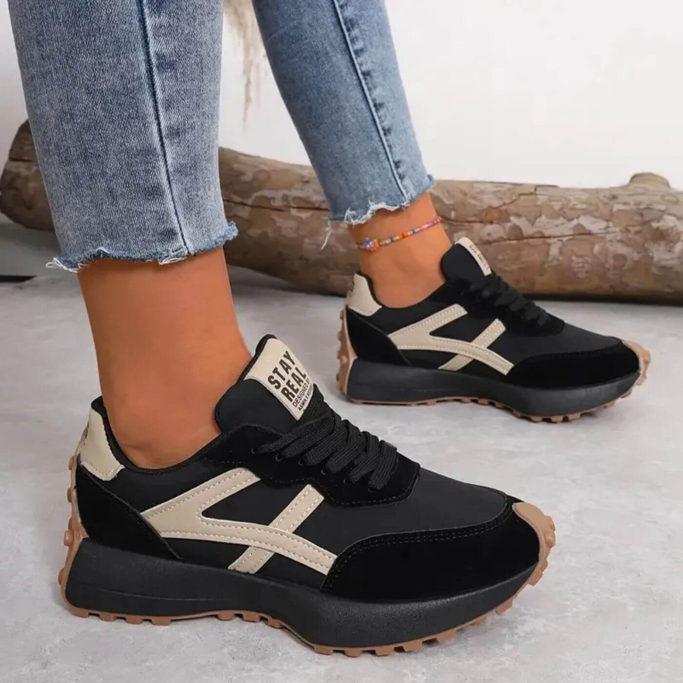 Sneakers For Women | Orthopedic Panel Upper Design Black A