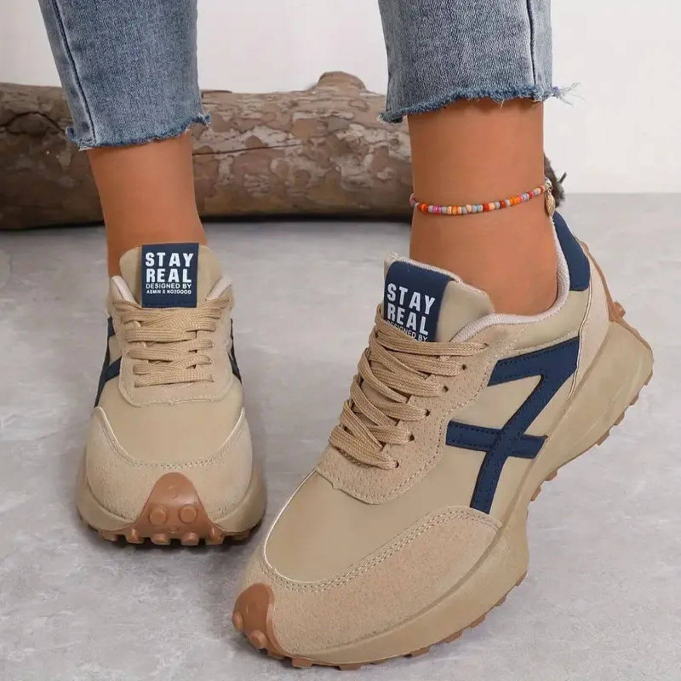 Sneakers For Women | Orthopedic Panel Upper Design Beige