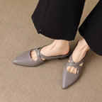 Selva | Genuine Leather Cross-Strap Pointed Mules – Luxury Designer Slip-On Heel & Slimming Pointed Toe