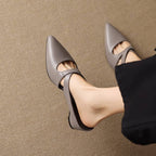 Selva | Genuine Leather Cross-Strap Pointed Mules – Luxury Designer Slip-On Heel & Slimming Pointed Toe