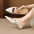 Selva | Genuine Leather Cross-Strap Pointed Mules – Luxury Designer Slip-On Heel & Slimming Pointed Toe