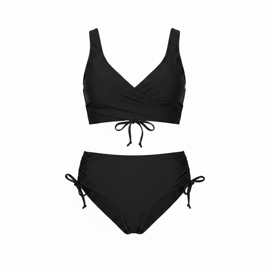 Women’s Criss-Cross Bikini Set – Architectural Wrap Neckline, High-Waist Sculpting & Ethereal Coastal Majesty