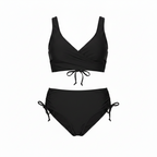 Women’s Criss-Cross Bikini Set – Architectural Wrap Neckline, High-Waist Sculpting & Ethereal Coastal Majesty