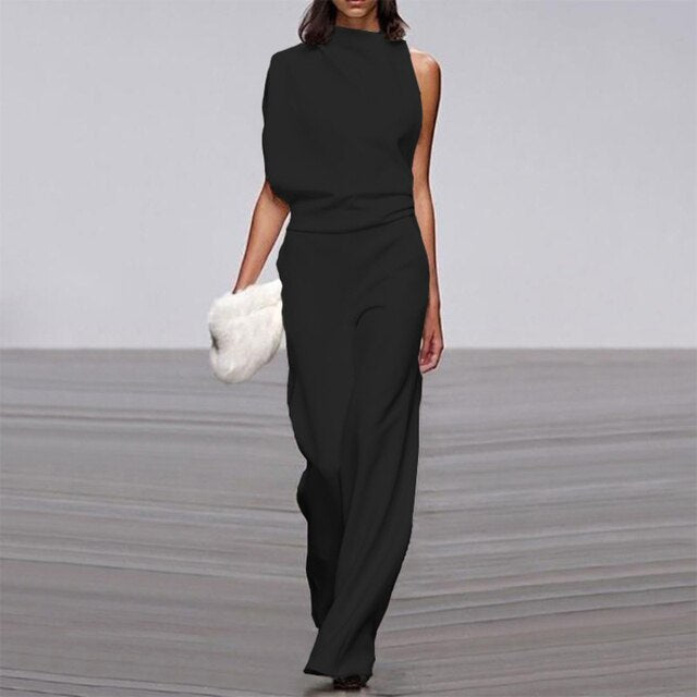 Women’s Effortless Summer Jumpsuit – Fluid Movement Tech & Sun-Kissed Palm Beach Glamour black