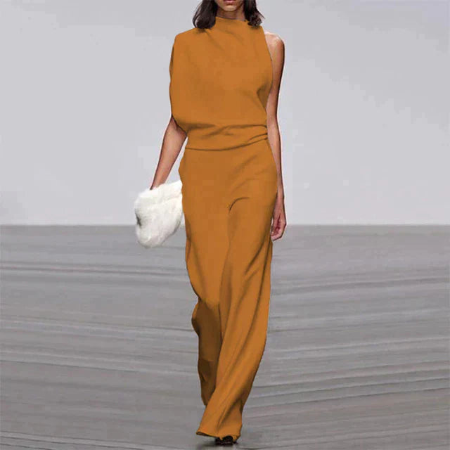 Women’s Effortless Summer Jumpsuit – Fluid Movement Tech & Sun-Kissed Palm Beach Glamour Yellow Orange