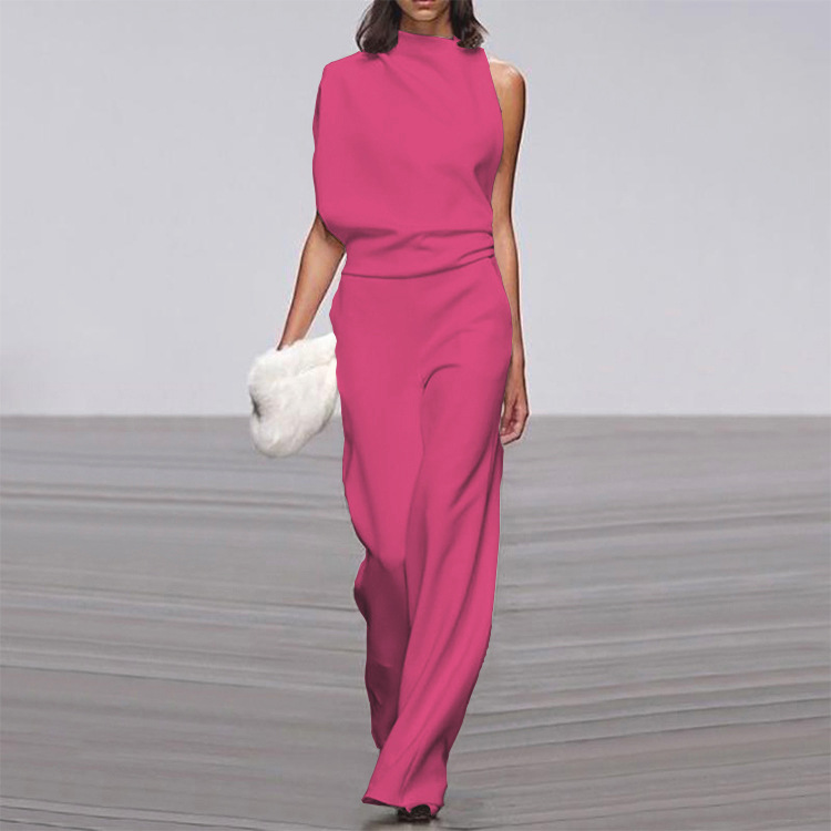 Women’s Effortless Summer Jumpsuit – Fluid Movement Tech & Sun-Kissed Palm Beach Glamour Pink Red