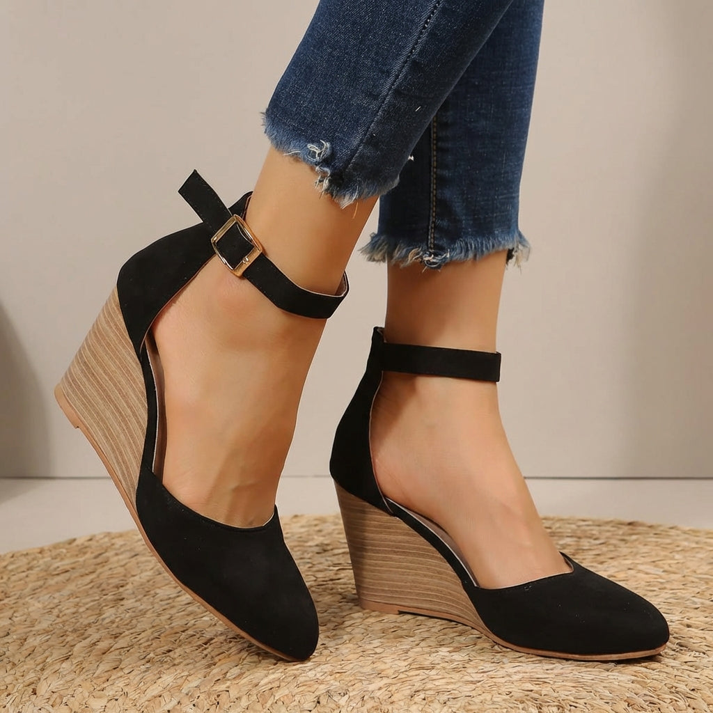 Siena Pointed-Toe Ankle Strap Wedge 0