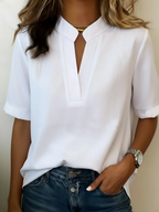 Martina | Elegant V-Neck Blouse for Summery Ease White