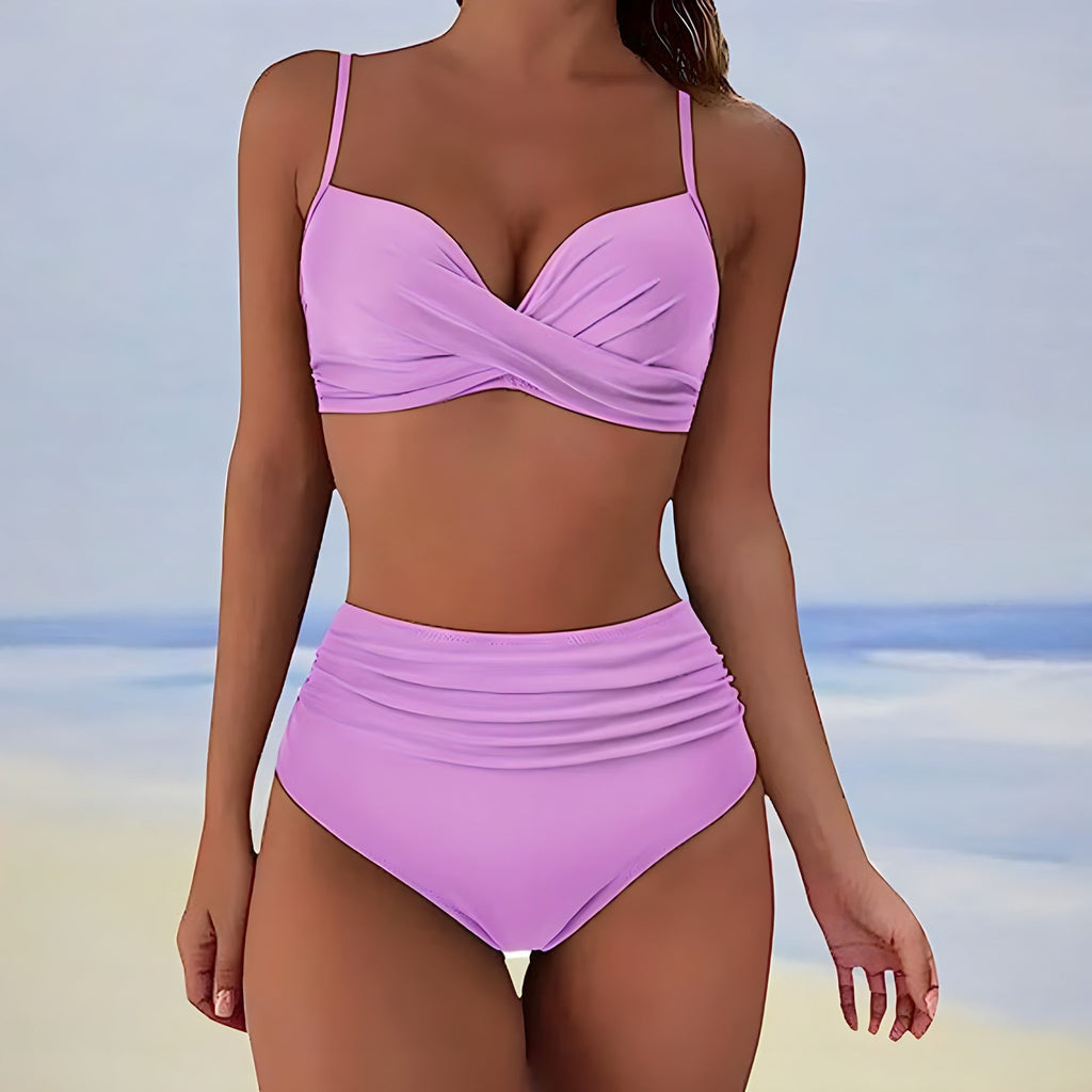 Women’s Designer Bikini Set – High-Sheen Compression Fiber, Sculptural Contour & Provocative Shoreline Glamour light violet