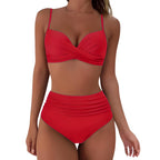 Women’s Designer Bikini Set – High-Sheen Compression Fiber, Sculptural Contour & Provocative Shoreline Glamour red