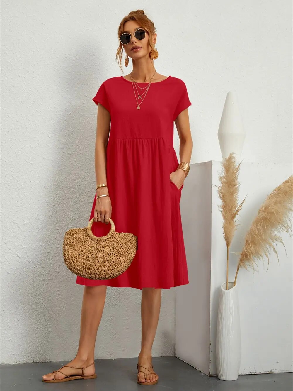 Vanity | Women's Modern Dress – Contemporary Silhouette & Architectural Cut orange-red