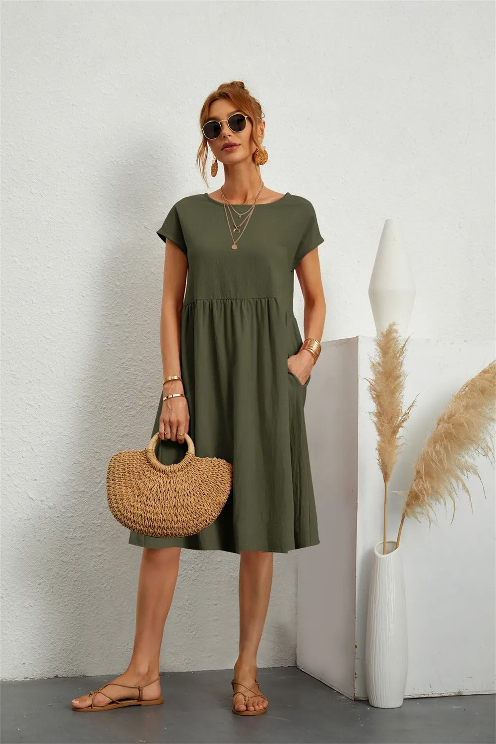 Vanity | Women's Modern Dress – Contemporary Silhouette & Architectural Cut army green