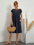 Vanity | Women's Modern Dress – Contemporary Silhouette & Architectural Cut navy blue