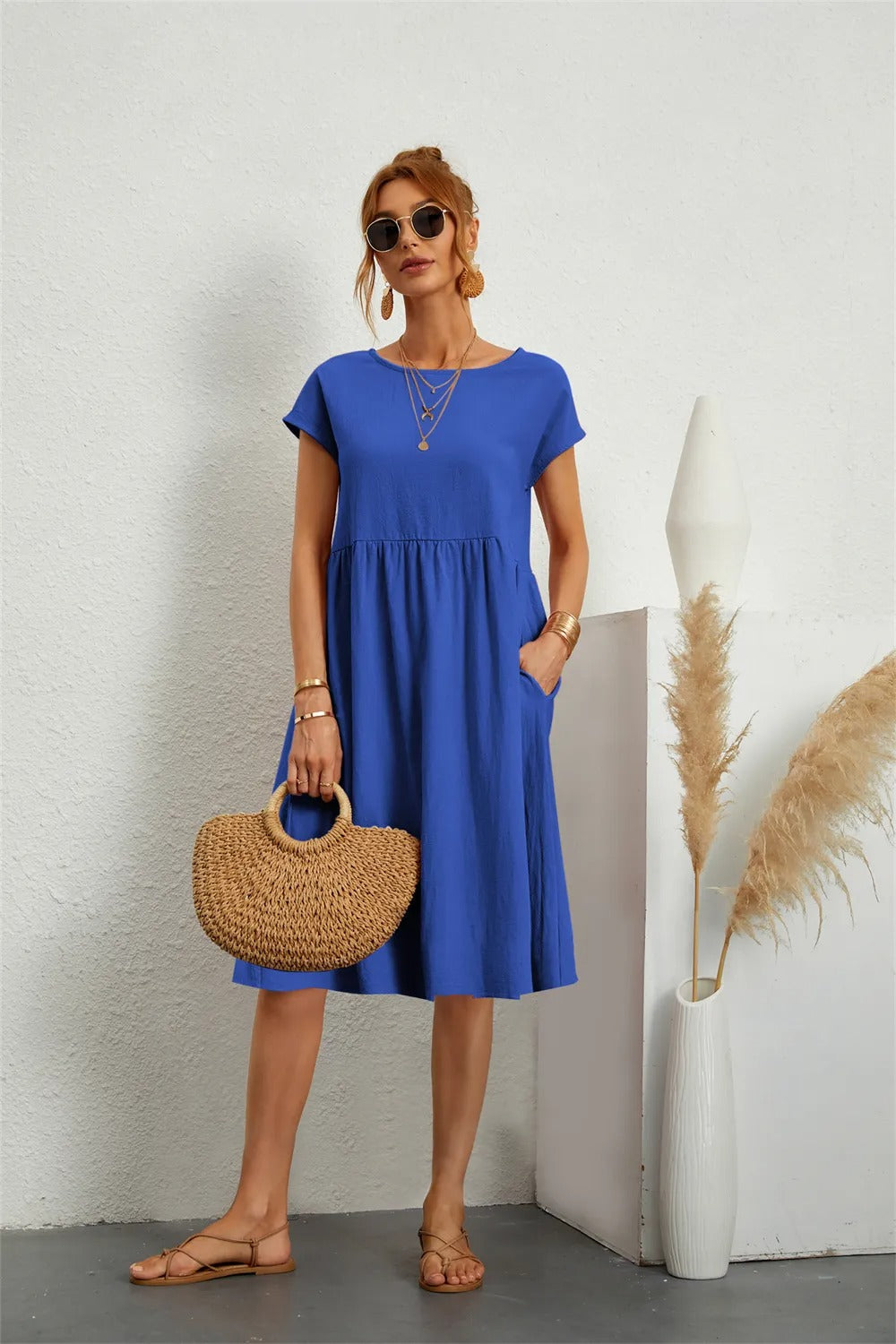 Vanity | Women's Modern Dress – Contemporary Silhouette & Architectural Cut blue