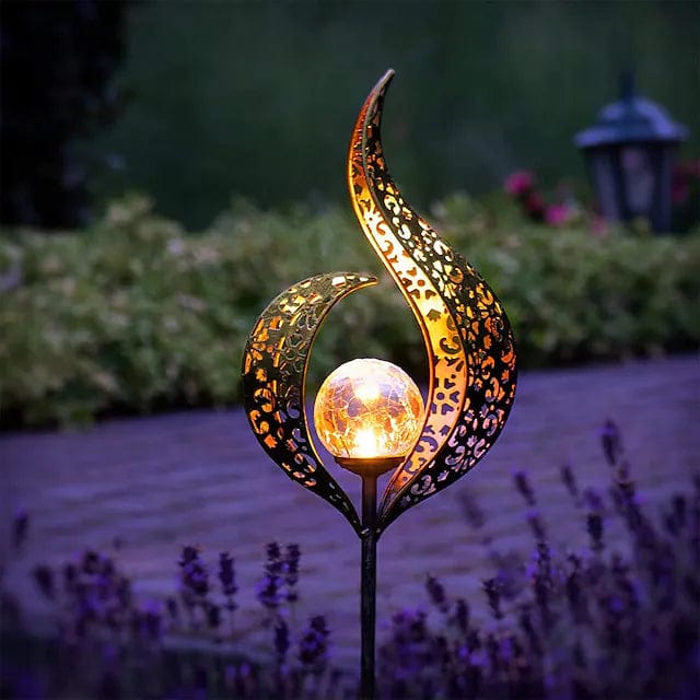 Solar Metal Garden Lamp with Warm LED Light and Stylish Outdoor Lighting Default