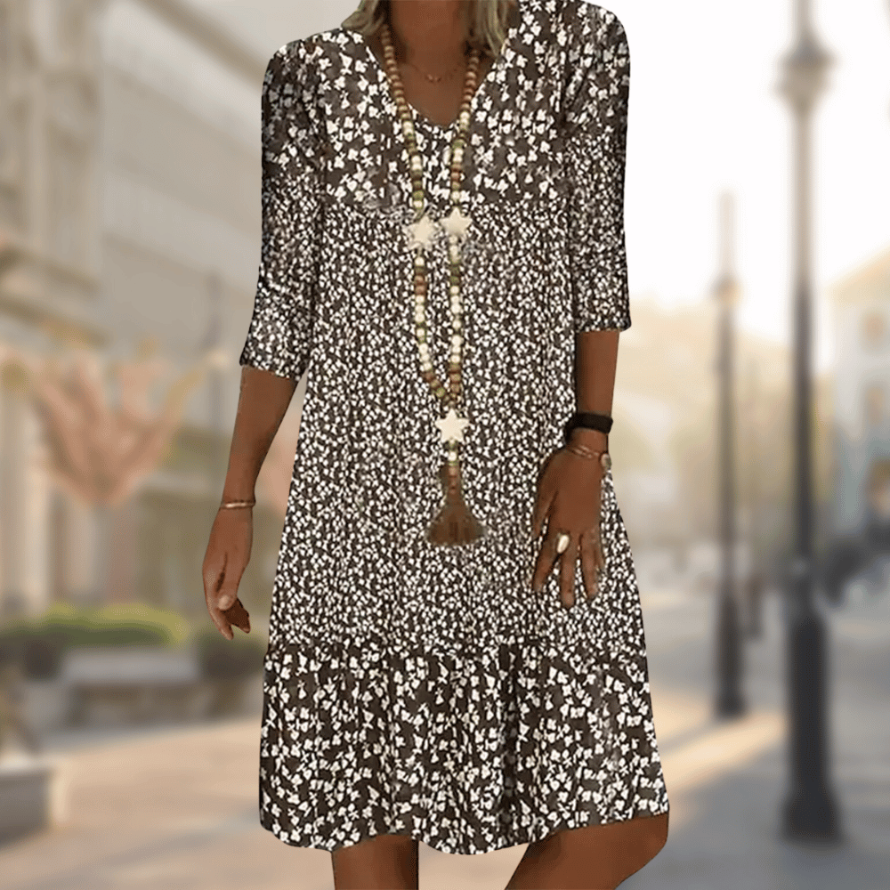 Grace | Women’s Modern Dress – Effortless Comfort Fit & Architectural Minimalist Drape brown