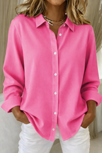 Amore | Women’s Elegant Button Blouse – Refined Silk-Touch Finish & Architectural Tailoring Fuchsia