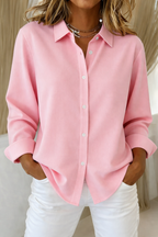 Amore | Women’s Elegant Button Blouse – Refined Silk-Touch Finish & Architectural Tailoring Pink