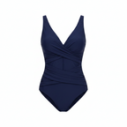 Sophisticated Fitted One-Piece Swimsuit with Textured Ruched Accents