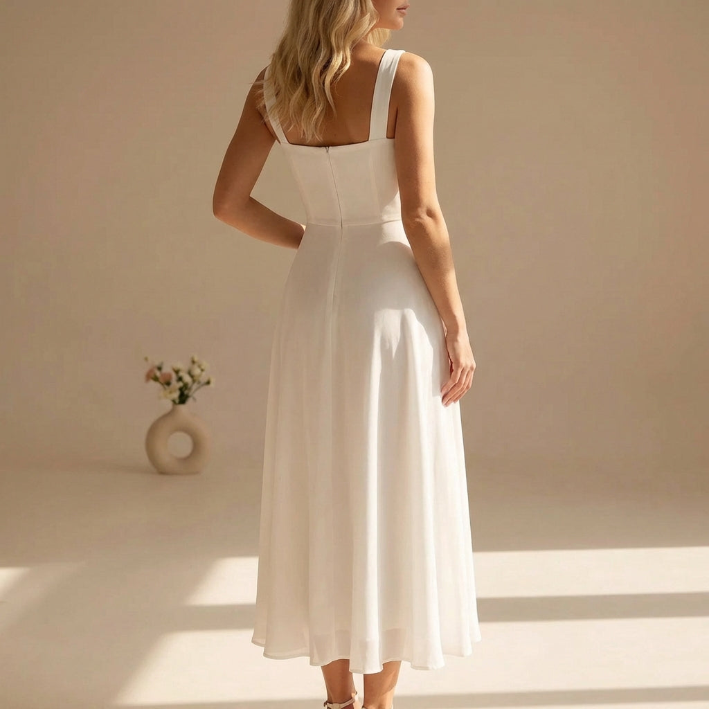 Elora | Square Neck Midi Sundress - Timeless Summer Elegance