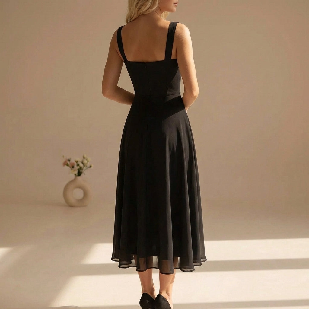 Solara | Square Neck Midi Sundress - Timeless Summer Elegance